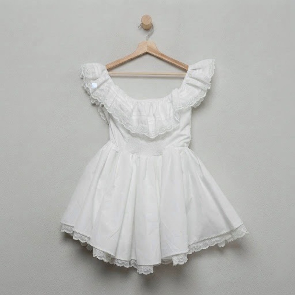SHEINBAE White Lace Ruffle Mini Dress Balletcore Coquette L 8/10 NWT Cupcake